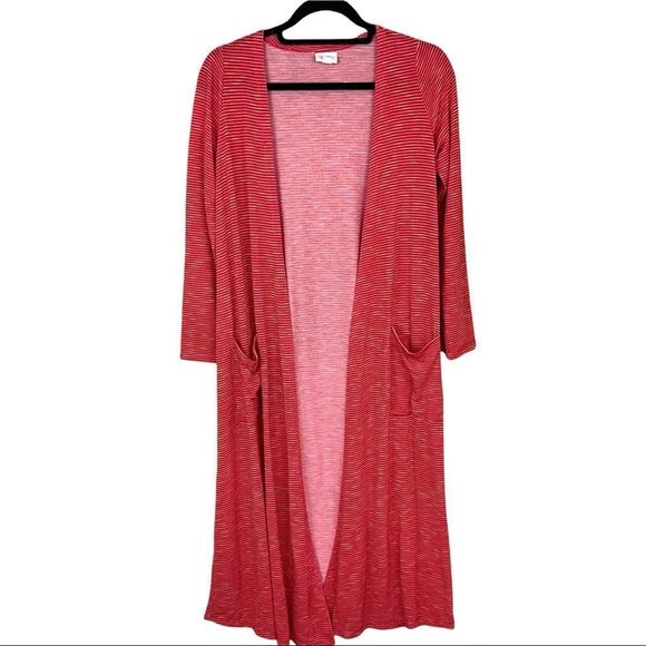 LuLaRoe Sweaters - Lularoe Sarah Cardigan / Duster Red & White - Size XS